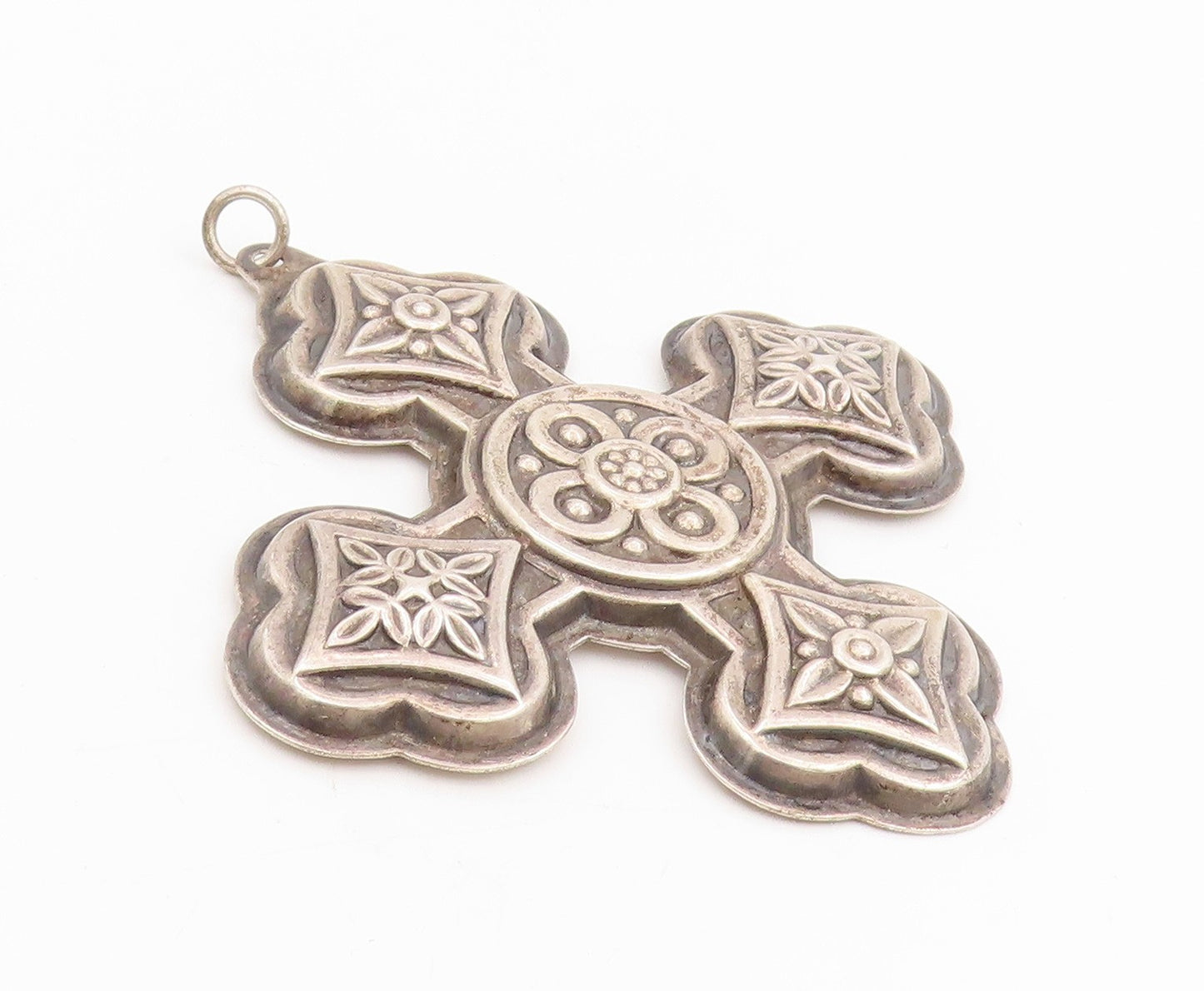 925 Sterling Silver Vintage Pendant REED & BARTON Large Christmas Cross  PT25500