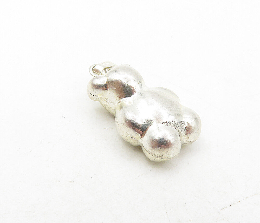 925 Sterling Silver  Vintage Petite Shiny Hollow Teddy Bear Pendant  PT6694