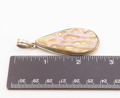 925 Sterling Silver  Vintage Mother Of Pearl Tear Drop Pendant  PT12143