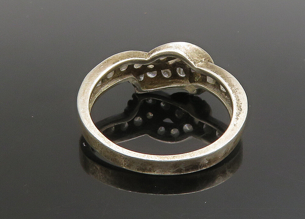 925 Sterling Silver   Vintage Cubic Zirconia Ribbon Band Ring Sz 10  RG23342