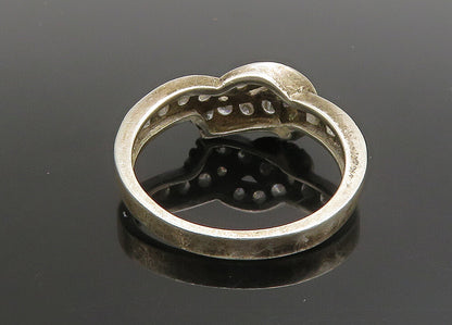 925 Sterling Silver   Vintage Cubic Zirconia Ribbon Band Ring Sz 10  RG23342