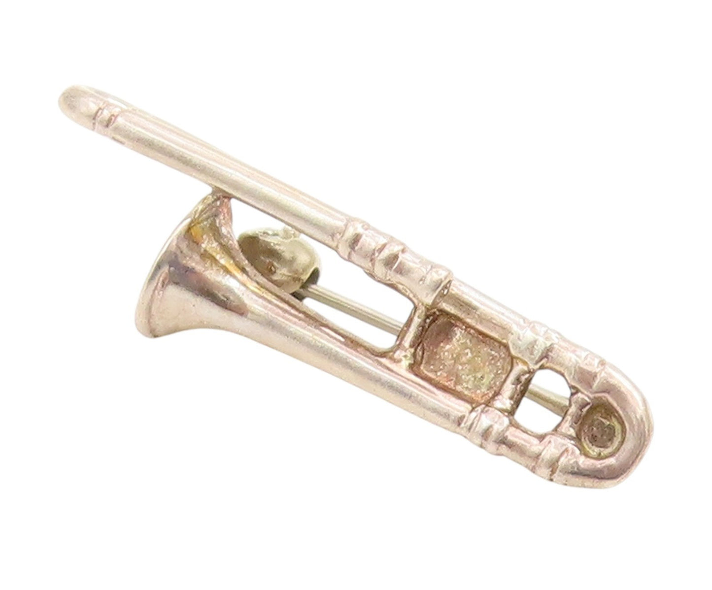 925 Sterling Silver Vintage Brooch Pin TOUCH Miniature Trombone Design  BP12294