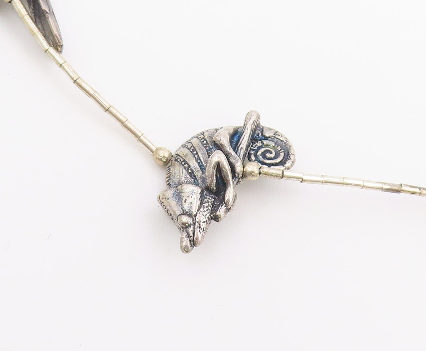 925 Sterling Silver Vintage Necklace SOUTHWESTERN Gemstone Animal Fetish  NE4909