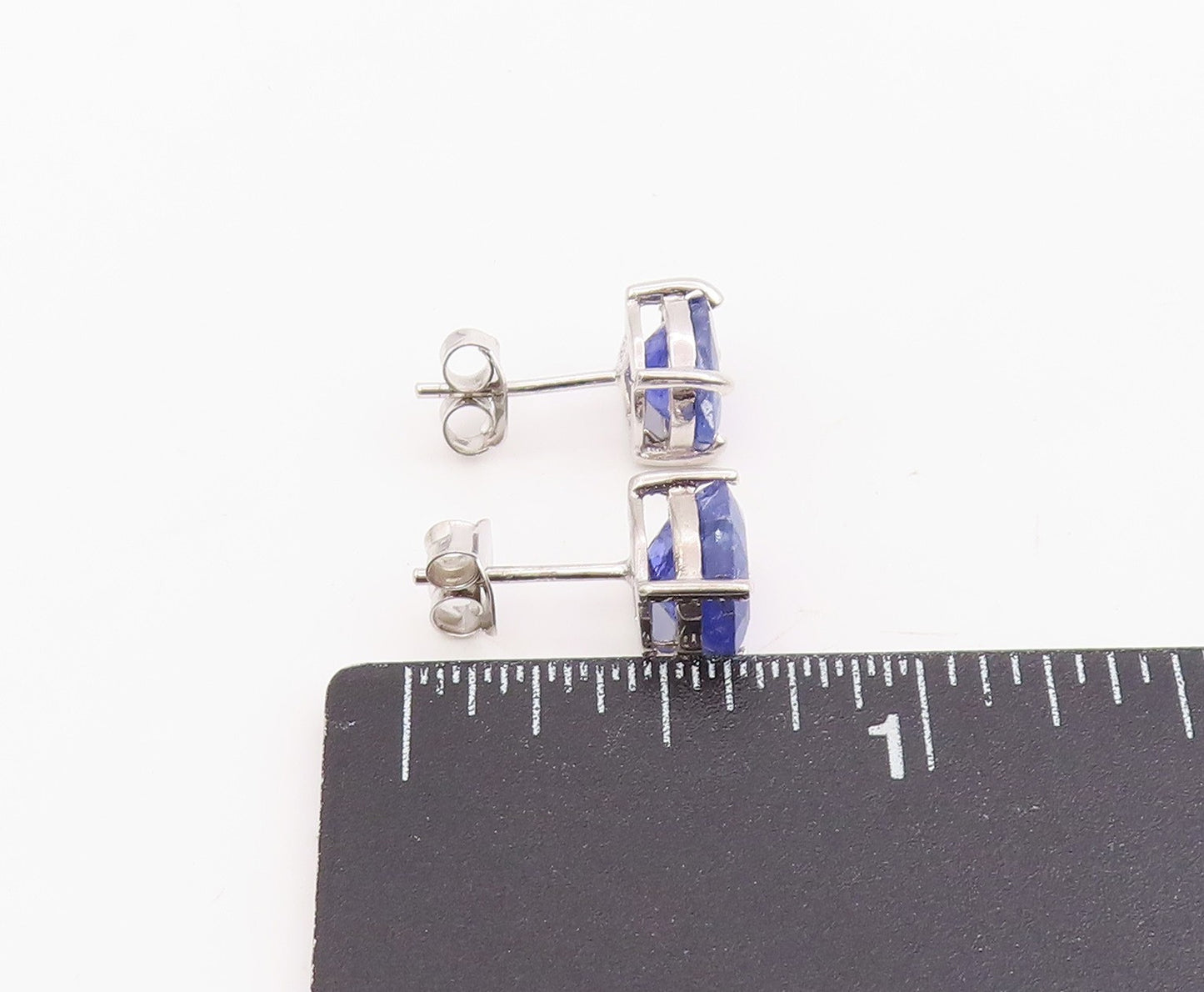 925 Sterling Silver Vintage Earrings Minimalist Oval Cut Tanzanite Stud  EG13978