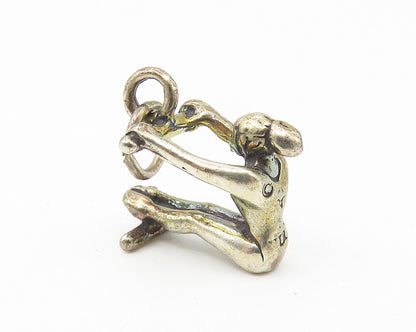 925 Sterling Silver  Vintage Petite Dark Tone Gymnast Sports Pendant  PT9063