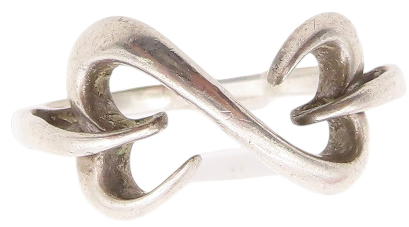 925 Sterling Silver Vintage Ring Minimalistic Infinity Heart Cutout Sz 9 RG33433