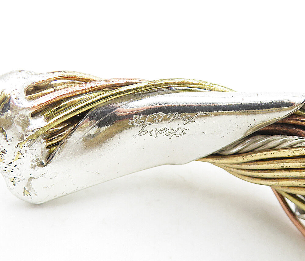 DESIGNER 925 Sterling Silver  Two Tone Vine Wrapped Cuff Bracelet  BT3056