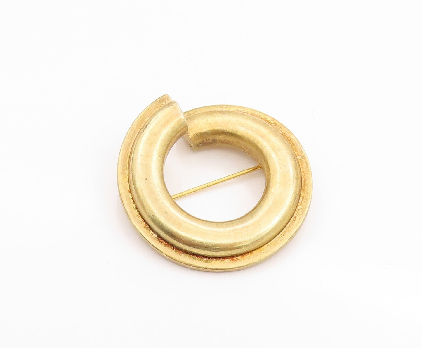 925 Sterling Silver Vintage Brooch Gold Plated POMERANTZ Open Ring  BP11704