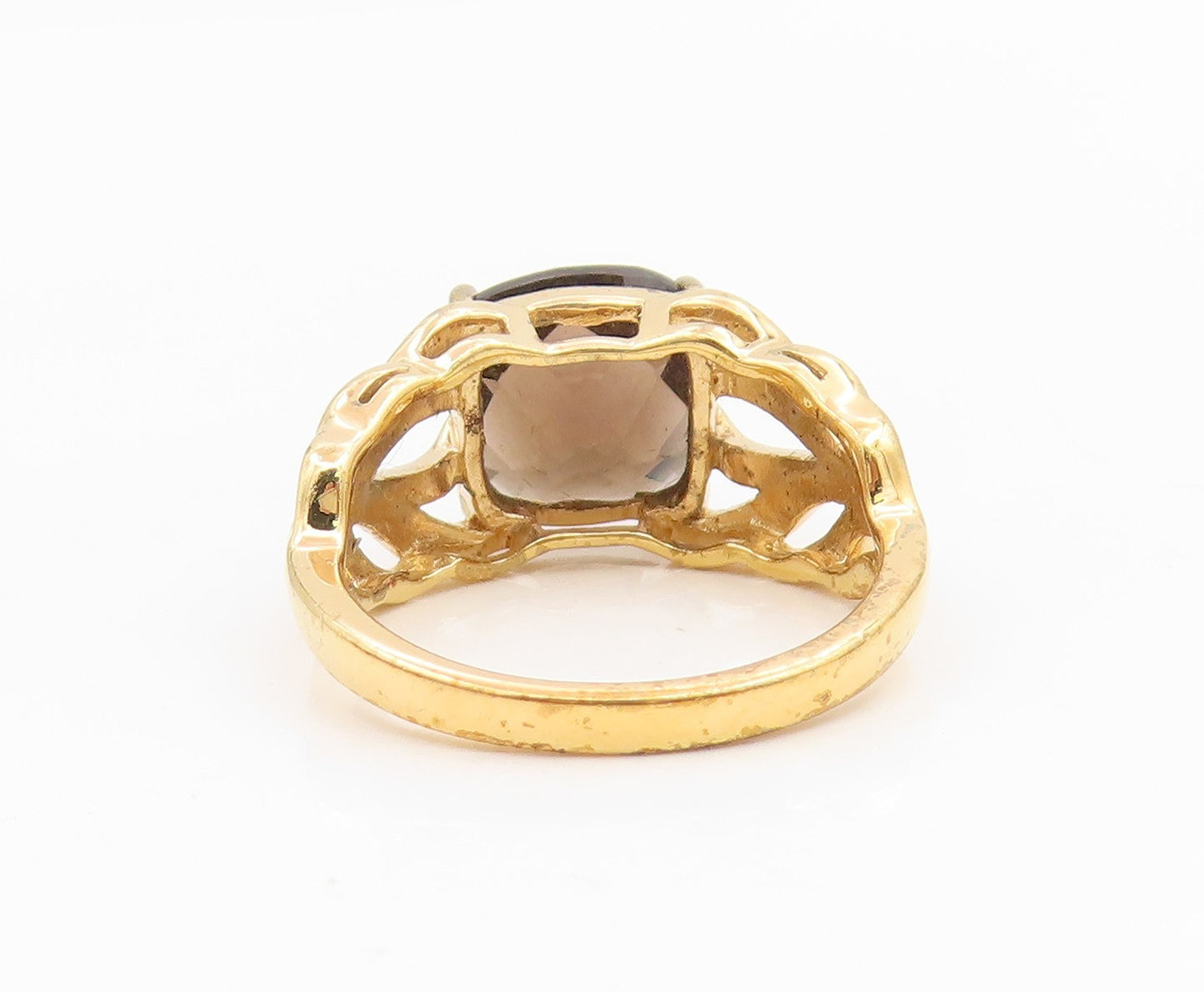 925 Sterling Silver Vintage Ring Gold Plated Smoky Quartz Band  Sz 8  RG35016