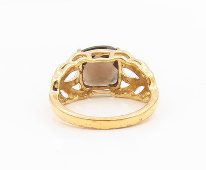 925 Sterling Silver Vintage Ring Gold Plated Smoky Quartz Band  Sz 8  RG35016