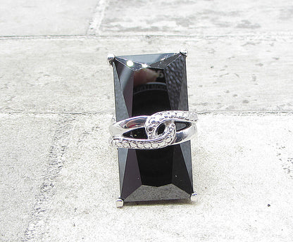 925 Sterling Silver  Faceted Hematite Wrapped Solitaire Ring Sz 7  RG1958
