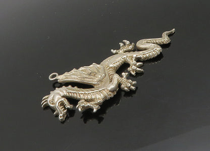 925 Sterling Silver  Vintage Diamond Cut Detail Dragon Motif Pendant  PT16387