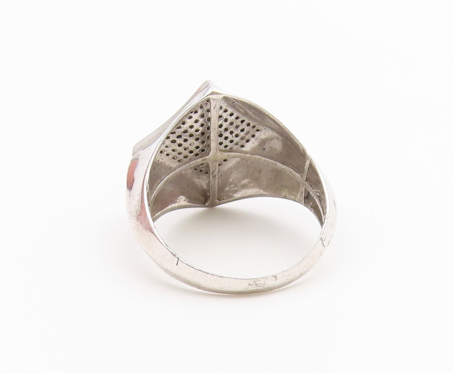 925 Sterling Silver Vintage Ring Real Diamonds Geometric Band  Sz 10.5  RG36679