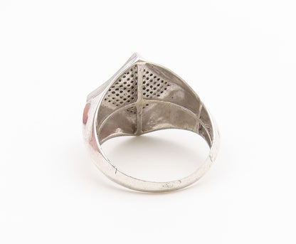 925 Sterling Silver Vintage Ring Real Diamonds Geometric Band  Sz 10.5  RG36679