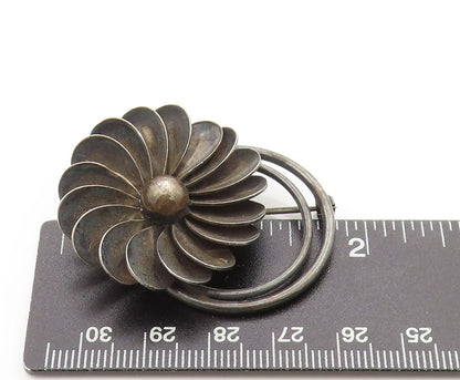 925 Sterling Silver Vintage Brooch GEORG JENSEN DENMARK Floral Design  BP11862