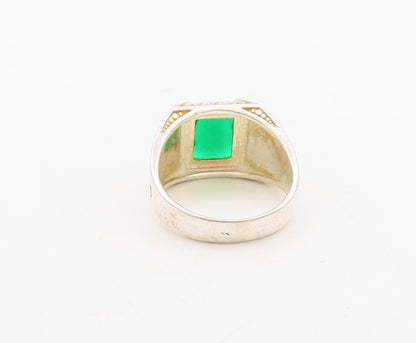 925 Sterling Silver Vintage Ring Swirly Carved Square Cut CZ  Sz 9  RG31134
