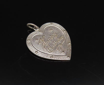 925 Sterling Silver Vintage Engraved Happy Birthday Love Heart Pendant PT21839