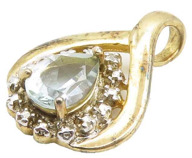 ROSS SIMON 925 Silver  Vintage Genuine Diamond & Blue Topaz Pendant  PT12078