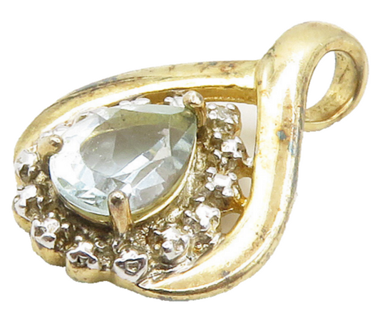 ROSS SIMON 925 Silver  Vintage Genuine Diamond & Blue Topaz Pendant  PT12078