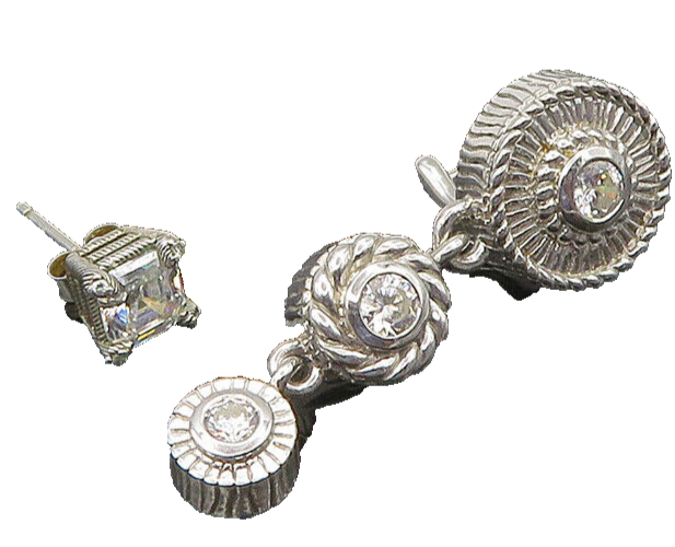 JUDITH RIPKA 925 Silver Vintage Cubic Zirconia Lot Single Earrings  EG11324