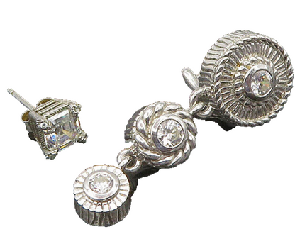 JUDITH RIPKA 925 Silver Vintage Cubic Zirconia Lot Single Earrings  EG11324