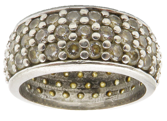 925 Sterling Silver  Vintage Cubic Zirconia Eternity Band Ring Sz 5  RG14245