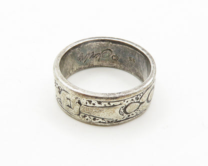 DESIGNER 925 Silver  Vintage Chiseled Figures Band Ring Ring Sz 6  RG18927