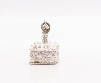 925 Sterling Silver Vintage Pendant 3D Carved Petite Clock Tower Charm  PT23023