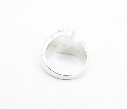 925 Sterling Silver  Vintage Cubic Zirconia Shiny Swirl Band Ring Sz 7  RG5042
