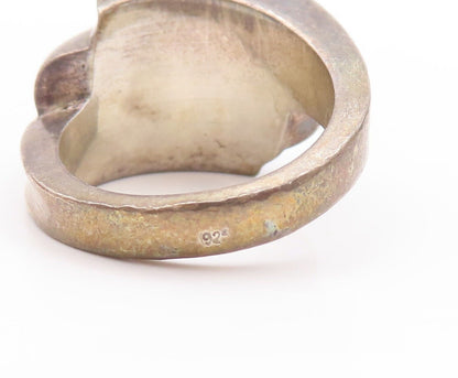 925 Sterling Silver Vintage Ring Antique Solid Domed Design Carved  Sz 7 RG28595