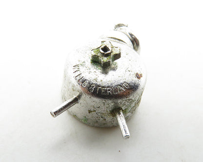 WELLS 925 Sterling Silver  Vintage Petite Alarm Clock Pendant (SPINS)  PT15625