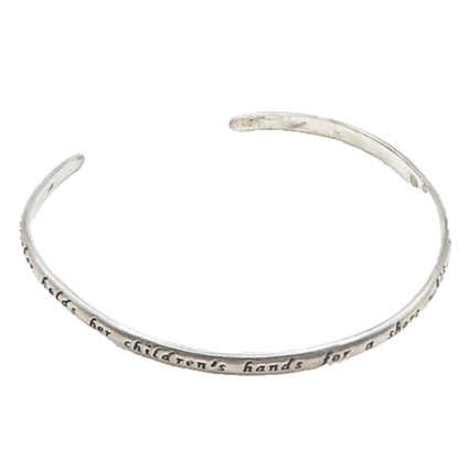 925 Sterling Silver  Vintage Shiny Mother's Love Quote Cuff Bracelet  BT7877