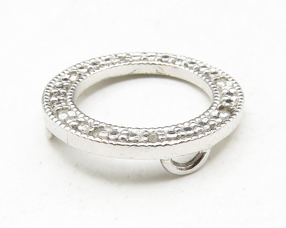 925 Sterling Silver  Vintage Genuine Diamonds Open Circle Pendant  PT10269