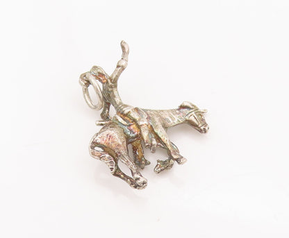 925 Sterling Silver Vintage Pendant Mini 3D Carved Solider On Sad Horse  PT22911