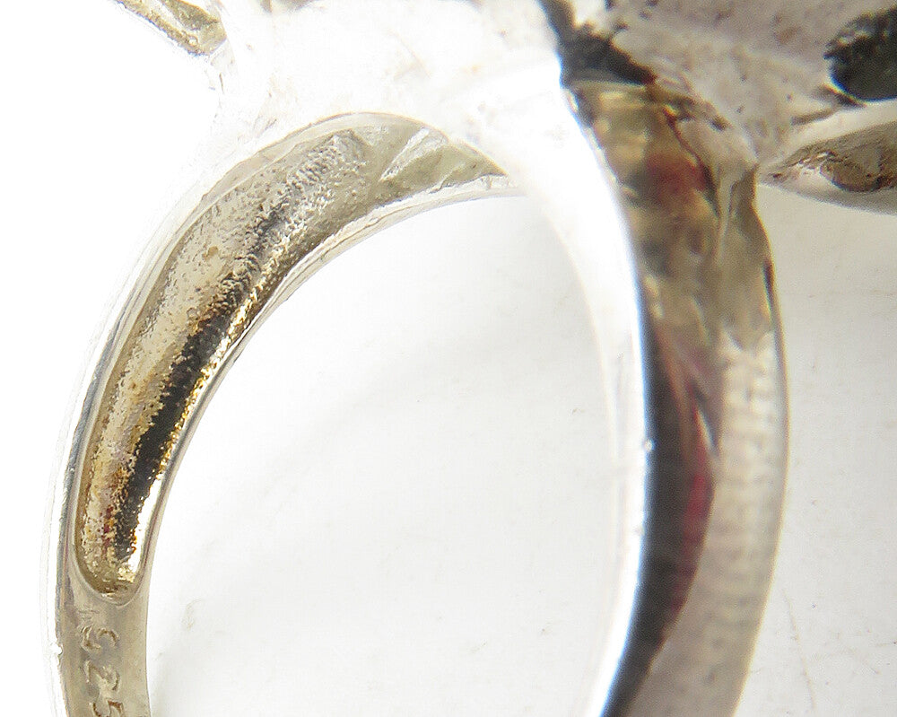 925 Sterling Silver  Cubic Zirconia & Marcasite Cocktail Ring Sz 7  RG11779