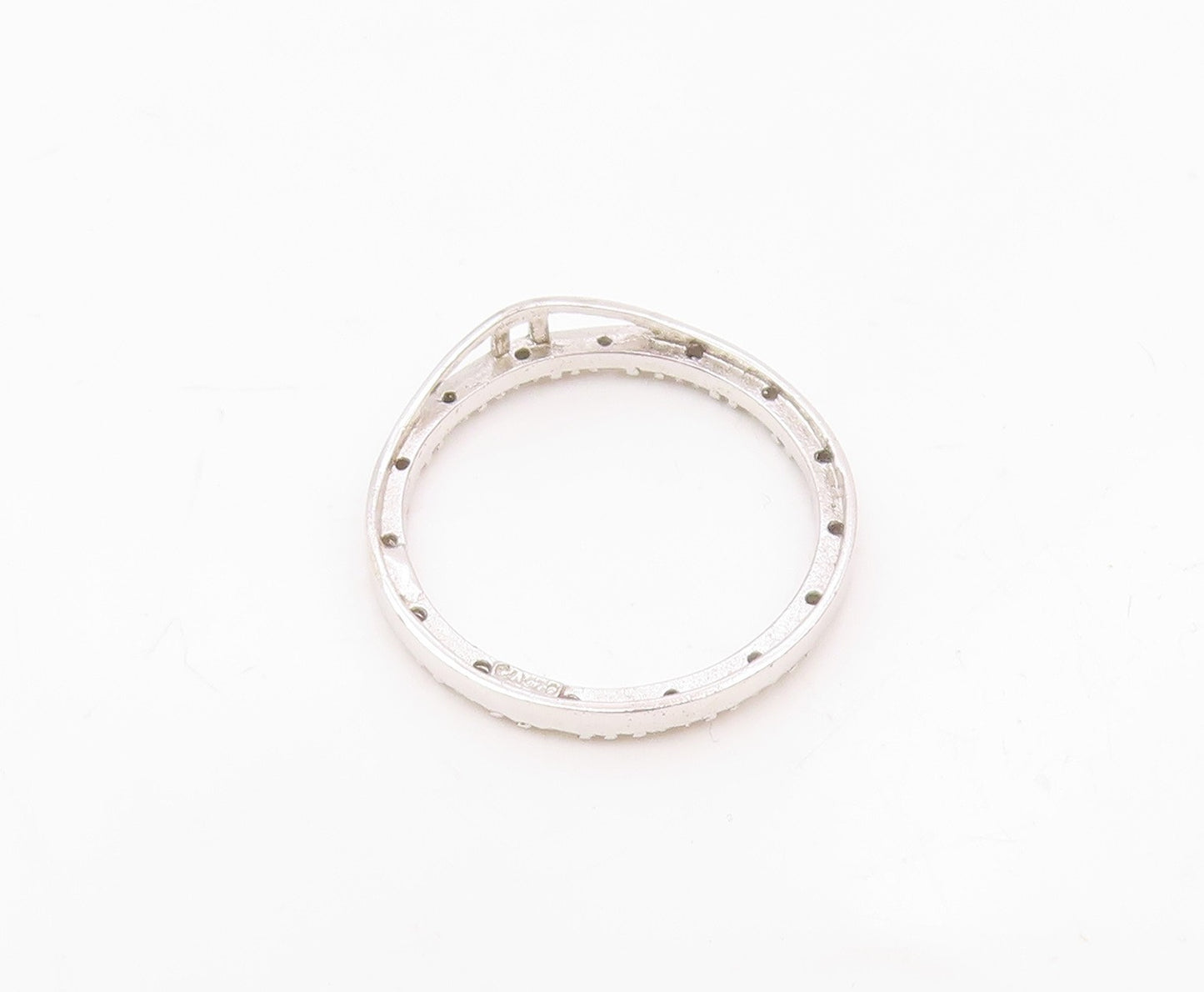 925 Sterling Silver  Vintage Genuine Diamonds Open Circle Pendant  PT15683