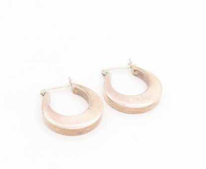 925 Sterling Silver Vintage Earrings Minimalist Bold Crescent Moon Hoop  EG14120