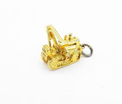 925 Sterling Silver  Vintage Shiny Petite Gold Plated Tractor Pendant  PT2968