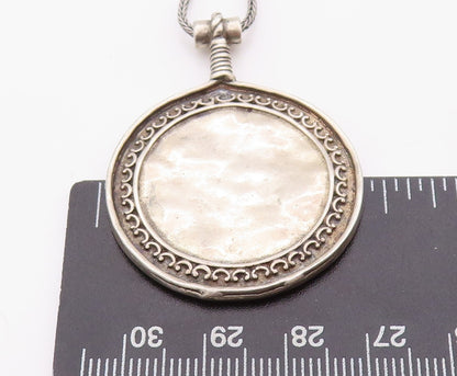 925 Sterling Silver Vintage Necklace SHABLOOL ISRAEL Carved Round Pendent NE4318