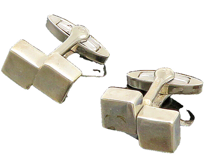 GERMANY 925 Sterling Silver Vintage Minimalist Double Square Cufflinks  TR3313