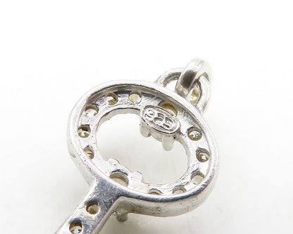 925 Sterling Silver  Vintage Cubic Zirconia Petite Key Motif Pendant  PT14063