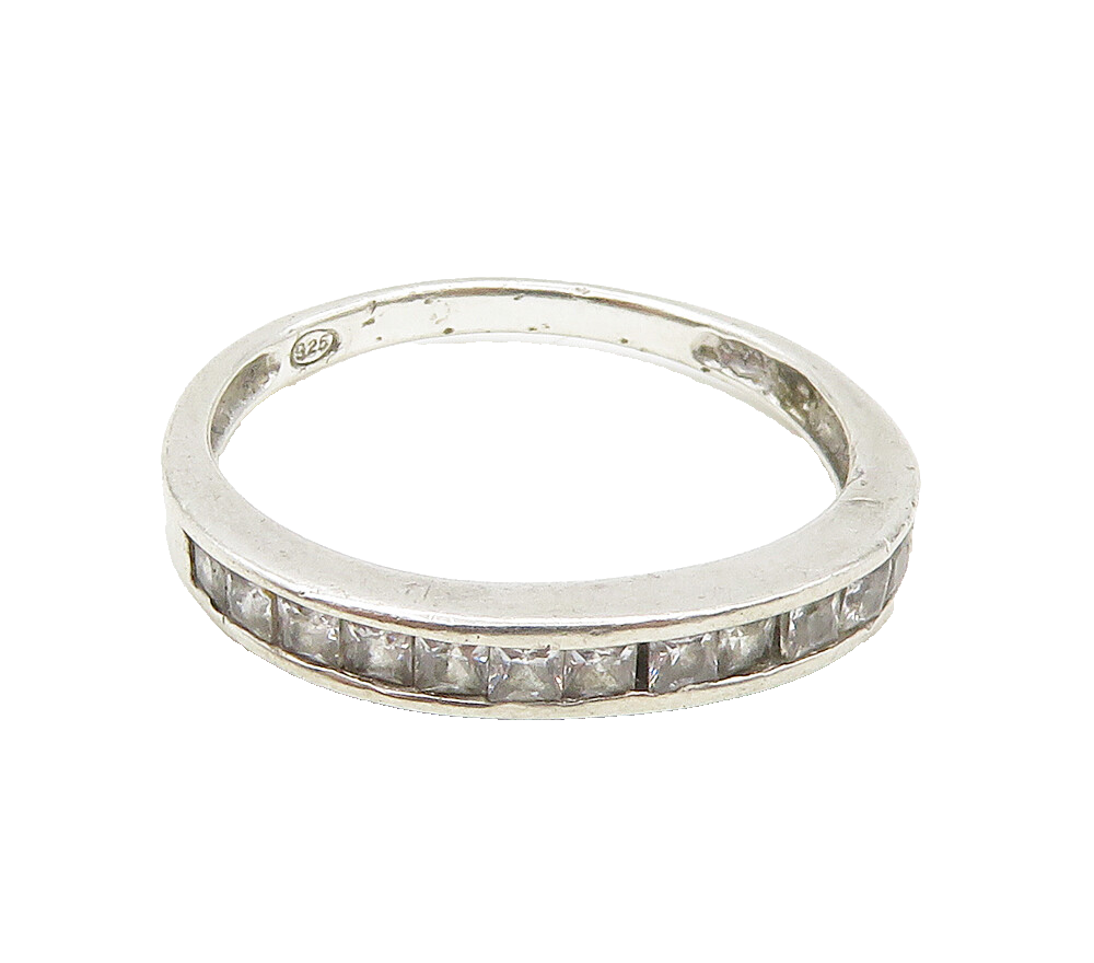 925 Sterling Silver  Sparkling Cubic Zirconia Smooth Band Ring Sz 9  RG16308