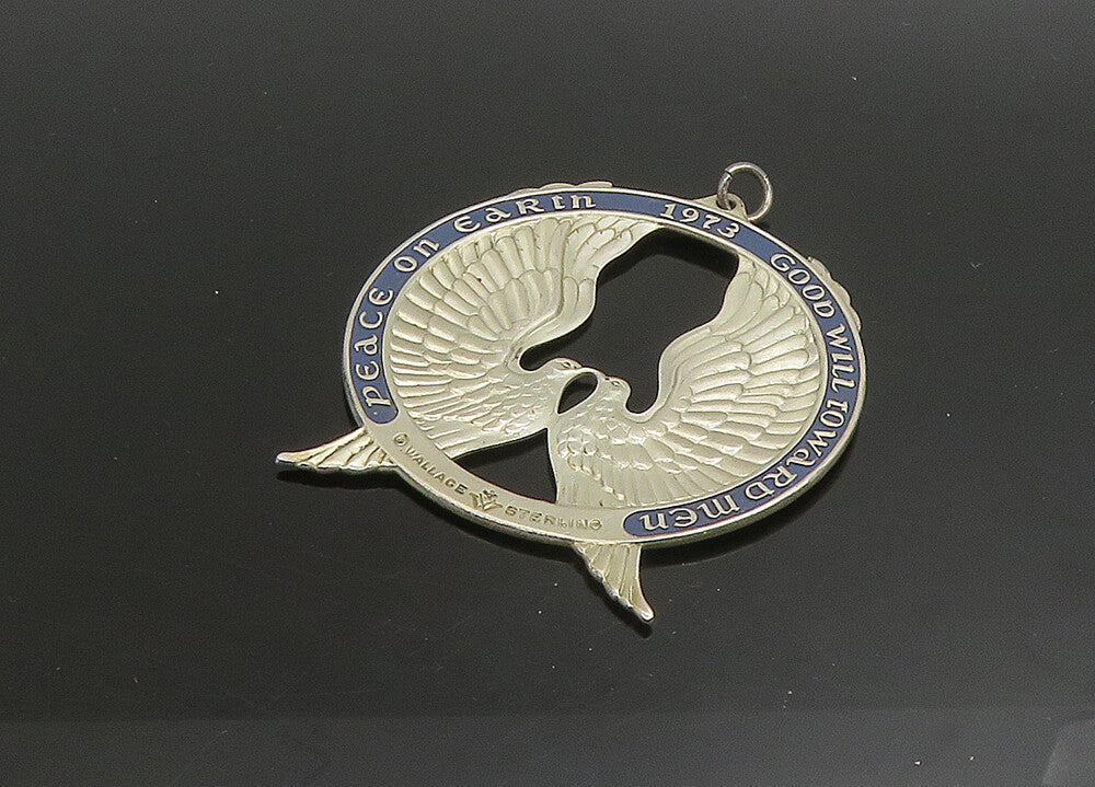 WALLACE 925 Sterling Silver  Vintage Peace On Earth Doves Pendant  PT19214