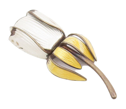 925 Sterling Silver Vintage Brooch Pin NORWAY Enameled Solid Flower  BP10919