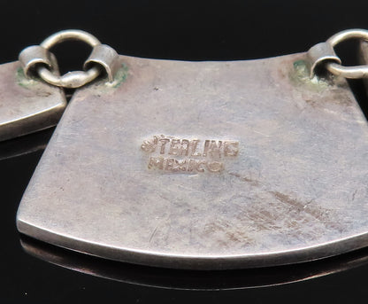 MEXICO 925 Silver  Vintage Carved Animals & Crushed Jasper Necklace  NE4028