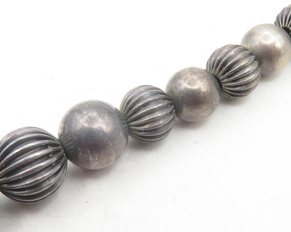 925 Sterling Silver Vintage Dark Tone Ball Beaded Chain Necklace  NE2020