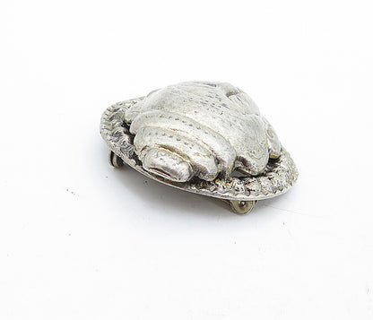 925 Sterling Silver  Vintage Antique Traditional Etched Face Brooch Pin BP1919