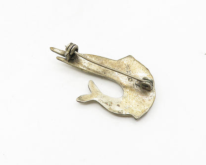 MEXICO 925 Sterling Silver  Vintage Abalone Shell Fish Brooch Pin  BP7118