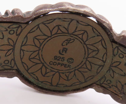 925 Sterling Silver Vintage Bracelet CAROLYN POLLACK Multi Gemstone Cuff BT11968