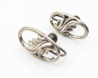 BEAU 925 Sterling Silver  Vintage Floral Leaf Non Pierce Earrings  EG5865